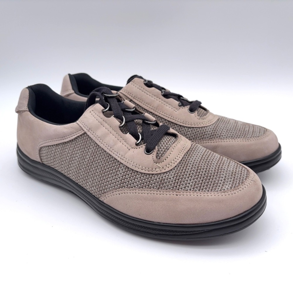 SAS Sporty Lux Sneakers Womens Size 8.5M Taupe Leather Nylon Lace Up